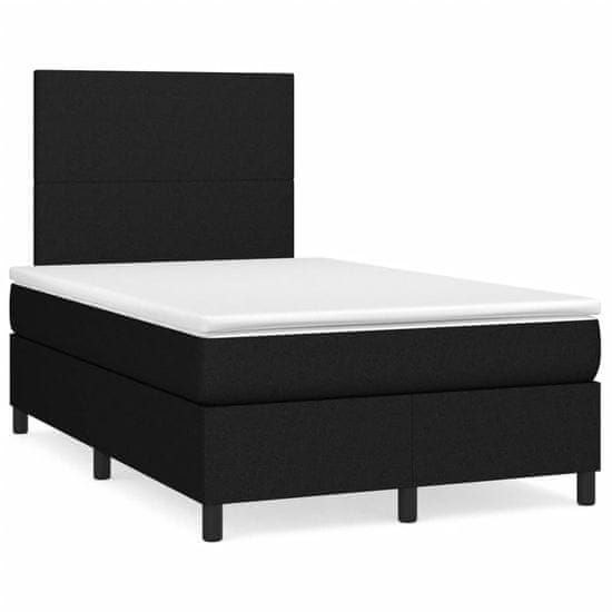 shumee Boxspring posteľ s matracom a LED, čierna 120x190 cm, látka