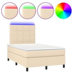 Petromila vidaXL Boxspring posteľ s matracom a LED krémová 120x190 cm látka