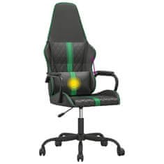 Vidaxl Masážna herná stolička zeleno-čierna umelá koža