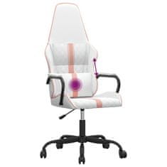 Vidaxl Masážna herná stolička ružovo-biela umelá koža