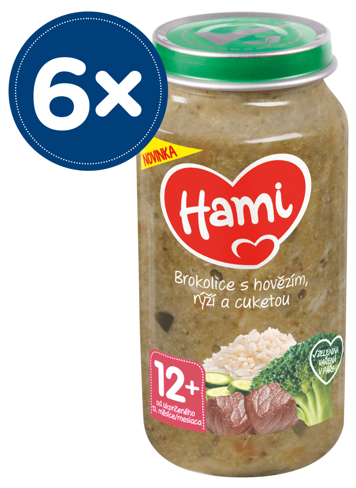 Hami Brokolice s hovězím, rýží a cuketou 12+, 6 x 250 g