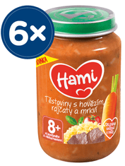 Hami Těstoviny s hovězím, rajčaty a mrkví 8+, 6 x 200 g