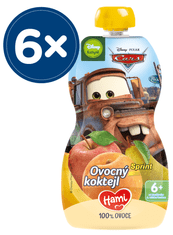 Hami Disney Cars ovocná kapsička Ovocný koktail 6+, 6 x 110 g