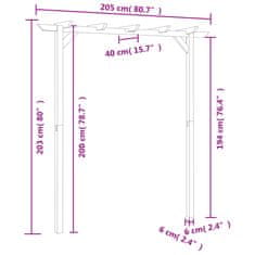 Vidaxl Záhradná pergola 205x40x203 cm, drevo