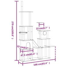 Vidaxl Škrabadlo pre mačky so sisalovými stĺpikmi krémové 279 cm