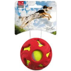 Dog Fantasy Loptička gumová s tenisákom červená 7,5cm