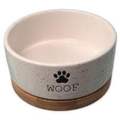 Dog Fantasy Miska keramická biela WOOF s podtáckom 13x5, 5cm, 400ml