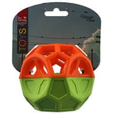 Dog Fantasy Hračka loptička s goemetrickými obrazcami pískacia oranžovo-zelená 8,5cm