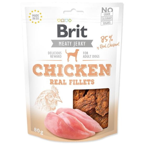 Brit Pochúťka Jerky kuracie plátky 80g