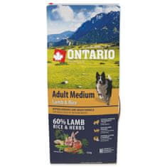 Ontario Krmivo Adult Medium Lamb & Rice 12kg