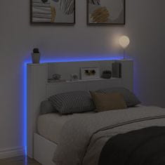 Vidaxl Skrinka na čelo postele s LED biela 140x16,5x103,5 cm