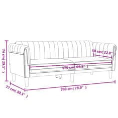 Petromila vidaXL 3-miestna pohovka tmavosivá zamat