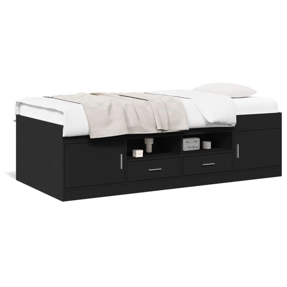 Petromila vidaXL Denná posteľ so zásuvkami čierna 100x200 cm kompozitné drevo