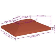 Vidaxl Dvojitá strieška na altánok 310 g/m², 4x3 m, tehlová farba