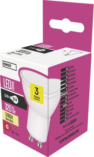EMOS LED žiarovka Classic MR16 3,8 W GU10 teplá biela