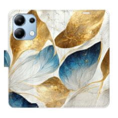 iSaprio Flipové puzdro - GoldBlue Leaves pre Xiaomi Redmi Note 13