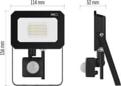 EMOS LED reflektor SIMPO s pohybovým čidlem, 20 W, černý, neutrální bílá