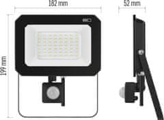 EMOS LED reflektor SIMPO s pohybovým čidlem, 50 W, černý, neutrální bílá