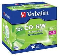 VERBATIM CD-RW SERL 700MB, 12x, šperk case 10 ks