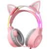 Onikuma X15 PRO Double-Head Beam RGB Wired Gaming Headset With Cat Ears Pink 