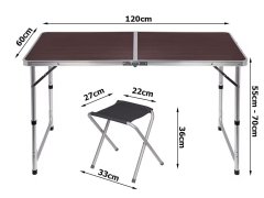 Sobex Turistická stolová súprava skladací kempingový stôl veľký 4 stoličky kufor