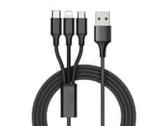 Sobex 3v1 usb kábel pre telefón lightning kábel iphone micro usb typ-c 1,2 m