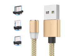 Sobex Magnetický nabíjací kábel 3v1 micro type-c usb lightning 1m