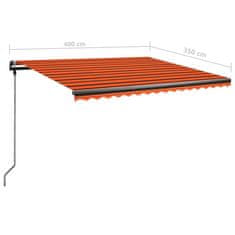 Vidaxl Ručne zaťahovacia markíza s LED 400x350 cm oranžovo-hnedá