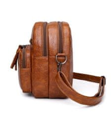 For Fun & Home Elegantná kožená taška na telefón Camerazar, svetlohnedá, 20x16x9 cm, s nastaviteľným popruhom a dvoma priehradkami na zips