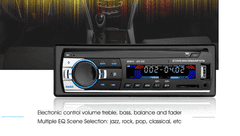 Junsun 1 din Autorádio s Handsfree - Bluetooth, USB, AUX, čítačka pamäťových kariet, ISO konektor, diaľkový ovládač, vstavaný mikrofón - Handsfree