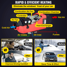 VEVOR 2 kW Nezávislé kúrenie do auta, Bufik, Naftové Kúrenie 12V, vlastný naftový okruh, Nezávislé kúrenie na 12V