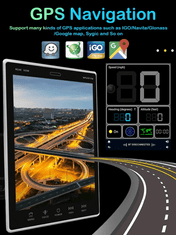 Podofo Teslá Style Android Autorádio s Otočnou Vertikálnou obrazovkou, parkovacia kamera zadarmo, Posuvné Autorádio s GPS navigáciou, WIFI, Bluetooth, USB