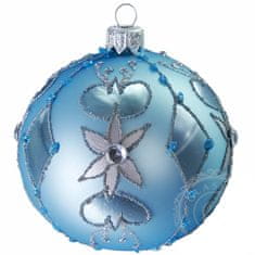 Decor By Glassor Vianočná banka tyrkysová dekor (Veľkosť: 10)