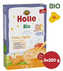 Holle Bio mliečna kaša na dobrú noc so špaldovými keksmi a jablkom 3 x 250 g