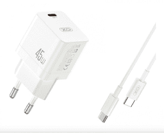 XO Rýchlonabíjačka CE09 vrátane dátového kábla USB-C 45 W biela