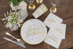 Santex Papierové taniere Happy Birthday bielo-zlaté 23cm 10ks