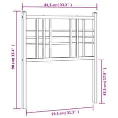 Vidaxl Kovové čelo postele biele 80 cm