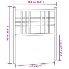 Vidaxl Kovové čelo postele biele 75 cm