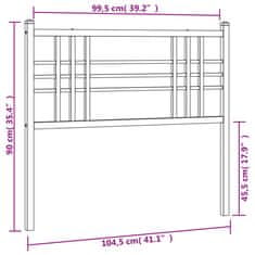 Vidaxl Kovové čelo postele biele 100 cm