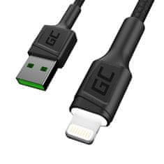 shumee Green Cell Ray - Kábel USB - Lightning kábel 120 cm s bielym LED podsvietením, Apple rýchle nabíjanie 2,4A
