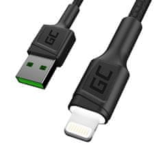 shumee Green Cell Ray - Kábel USB - Lightning kábel 200 cm s bielym LED podsvietením, Apple rýchle nabíjanie 2,4A