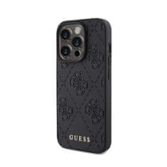 Guess Guess Kožené puzdro 4G s pečiatkou - iPhone 15 Pro (čierne)