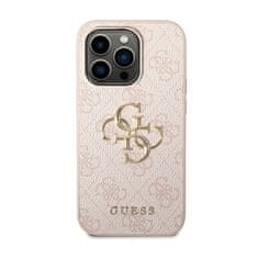 Guess Guess 4G Prémiový Ružový Obal s Metalickým Logo na iPhone 15 Pro Max