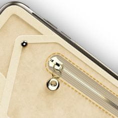 ZIZO Zizo Nebula Wallet Case - kožené puzdro na iPhone X s vreckami na karty + puzdro na zips + 9H sklo na displej (Tan/Brown)