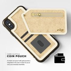 ZIZO Zizo Nebula Wallet Case - kožené puzdro na iPhone X s vreckami na karty + puzdro na zips + 9H sklo na displej (Tan/Brown)