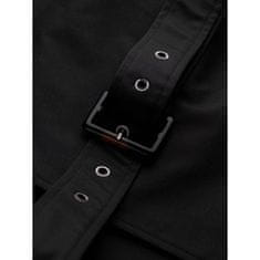 OMBRE Pánsky kabát SLIM FIT s opaskom čierny MDN125065 S