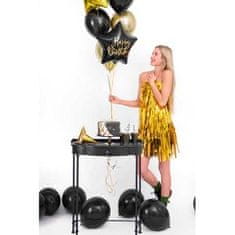 PartyDeco Fóliový balón – Happy Birthday, 40cm, čierny