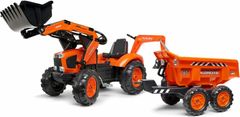 Falk šlapací traktor 2090W Kubota s přední a zadní lžící a přívěsem