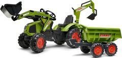 Falk AKCE - FALK Šlapací traktor 1010W Claas Axos s nakladačem, rypadlem a vlečkou