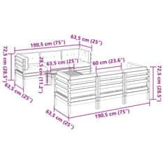 Petromila vidaXL 7-dielna záhr.súprava pohoviek s vankúšmi voskovohnedá borovica